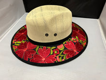 Load image into Gallery viewer, Suede Mexican Hat with Red  Flower  Design SOLD
