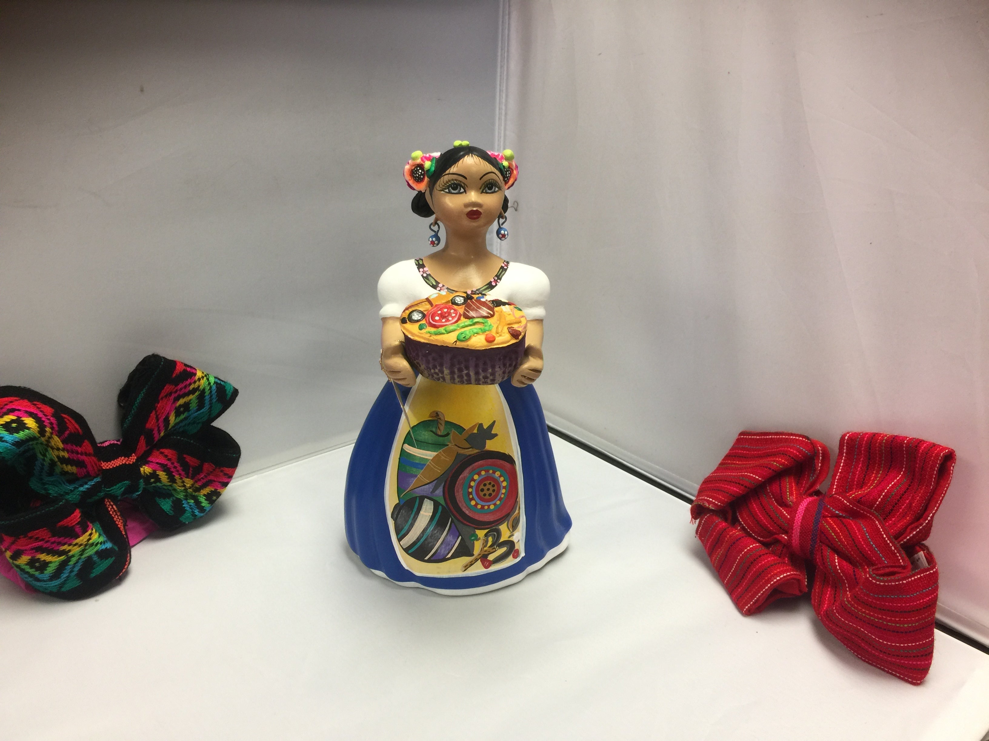 Lupita NAVARRO Mexican Ceramic Doll TOYS with blue dress SOLD ...